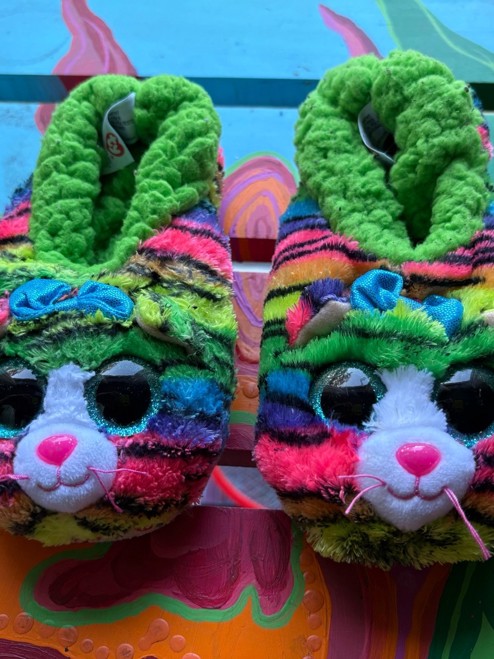Ty TIGERLY Cat Slipper Socks Kid's Size Medium (1-3)